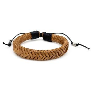 Men's Braided Leather Pull Tie Bracelet